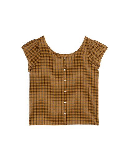 Top khadi carreaux ocre