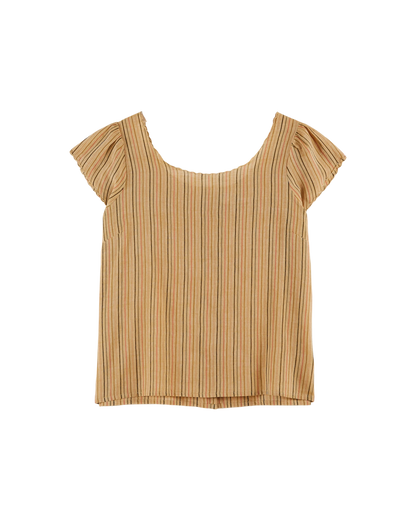 Top khadi rayures ocre clair