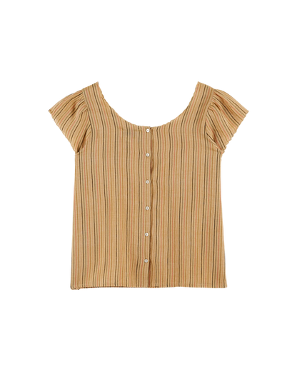 Top khadi rayures ocre clair