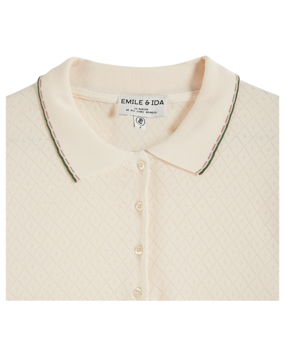 Polo pointelle modal crème