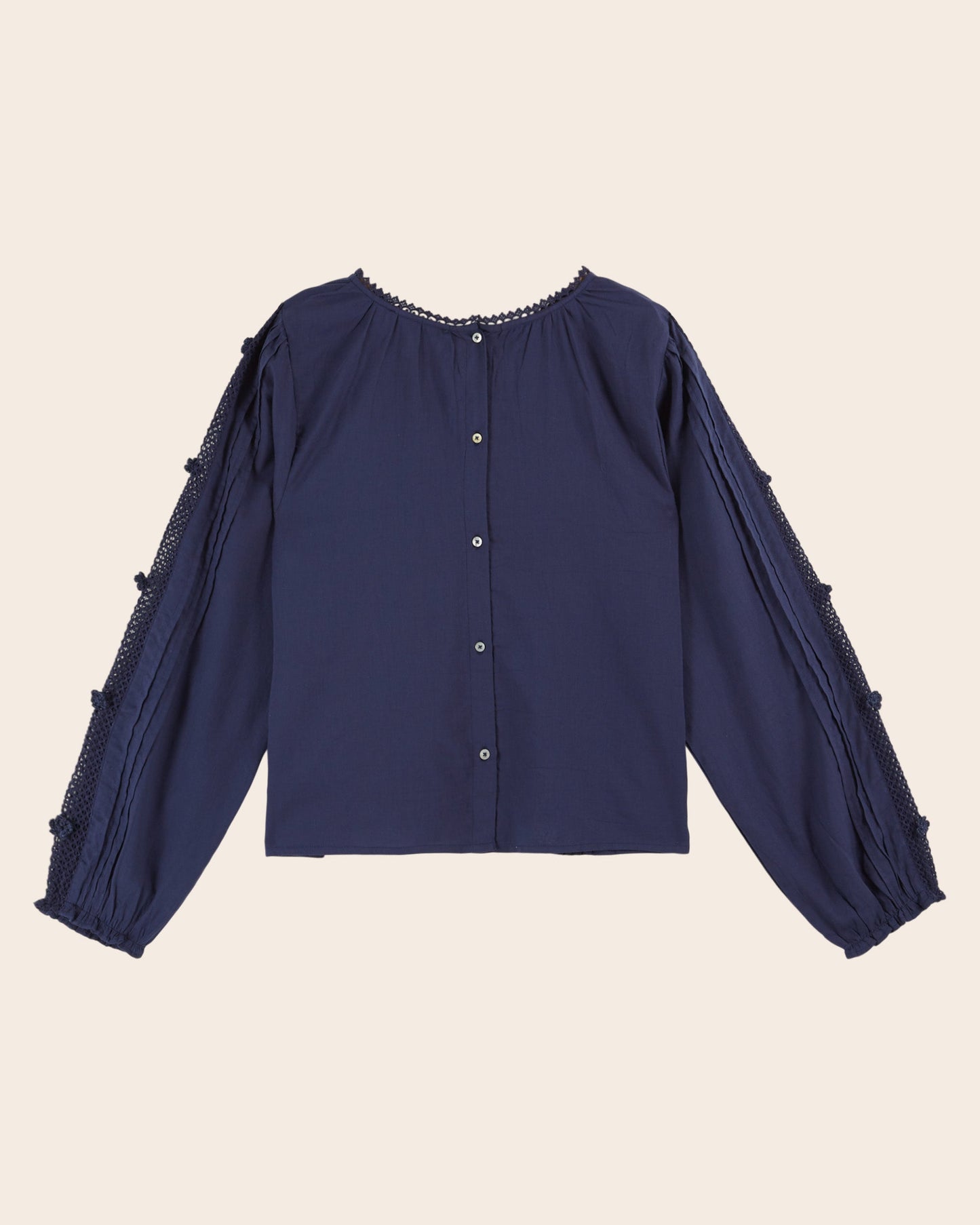 Blouse - Dentelle fleurs brodées navy