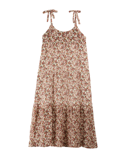 Robe longue myosotis rose