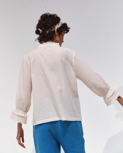 Blouse dentelle broderie anglaise écru