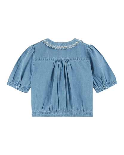 Blouse crop denim clair
