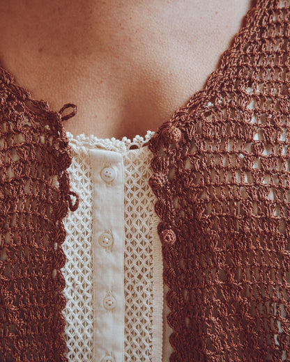 Cardigan femme crochet caramel