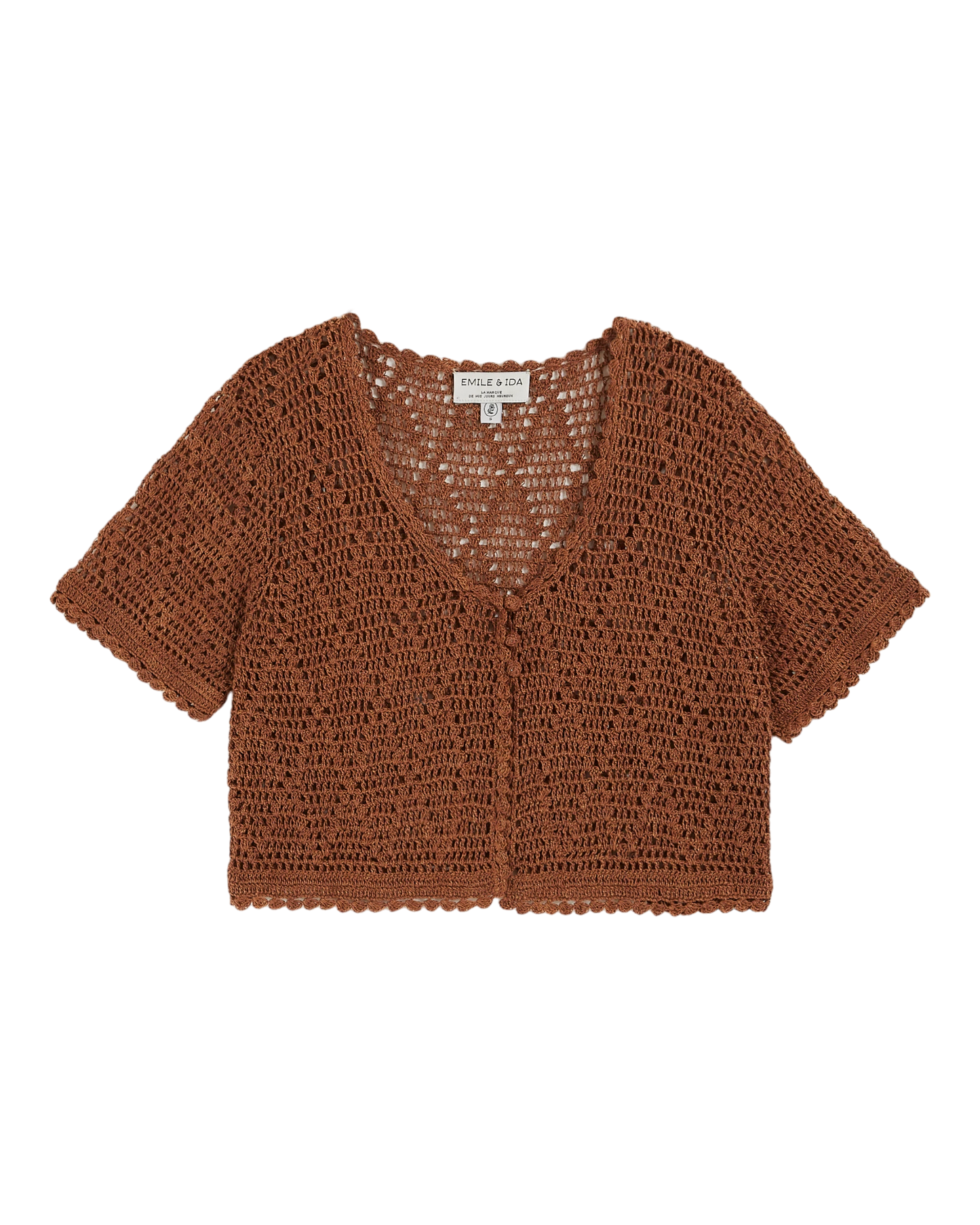 Cardigan femme crochet caramel