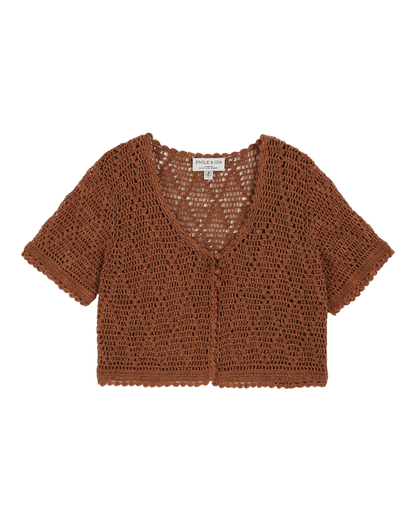 Cardigan femme crochet caramel