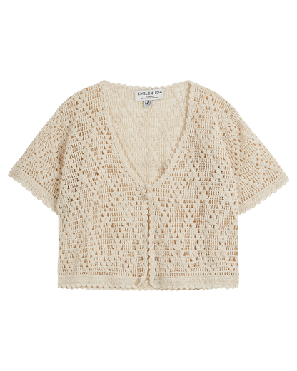 Cardigan femme crochet écru