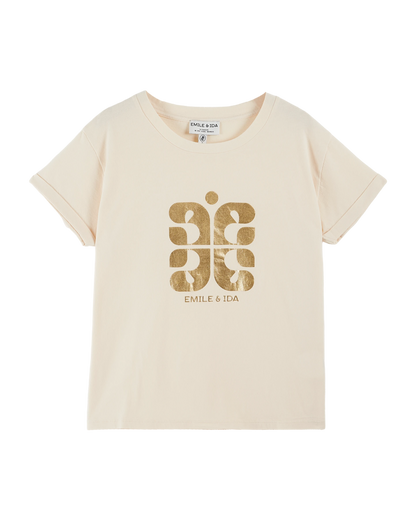 T-shirt logo coton bio crème