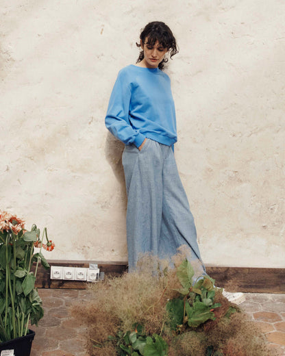 Sweat coton bio bleu lagon