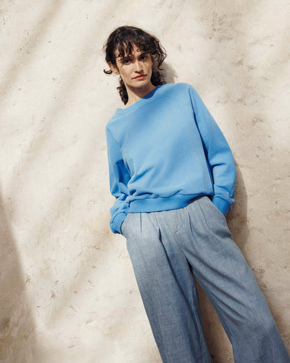 Sweat coton bio bleu lagon