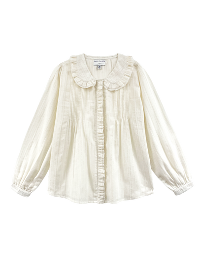 Blouse rayures lurex blanc