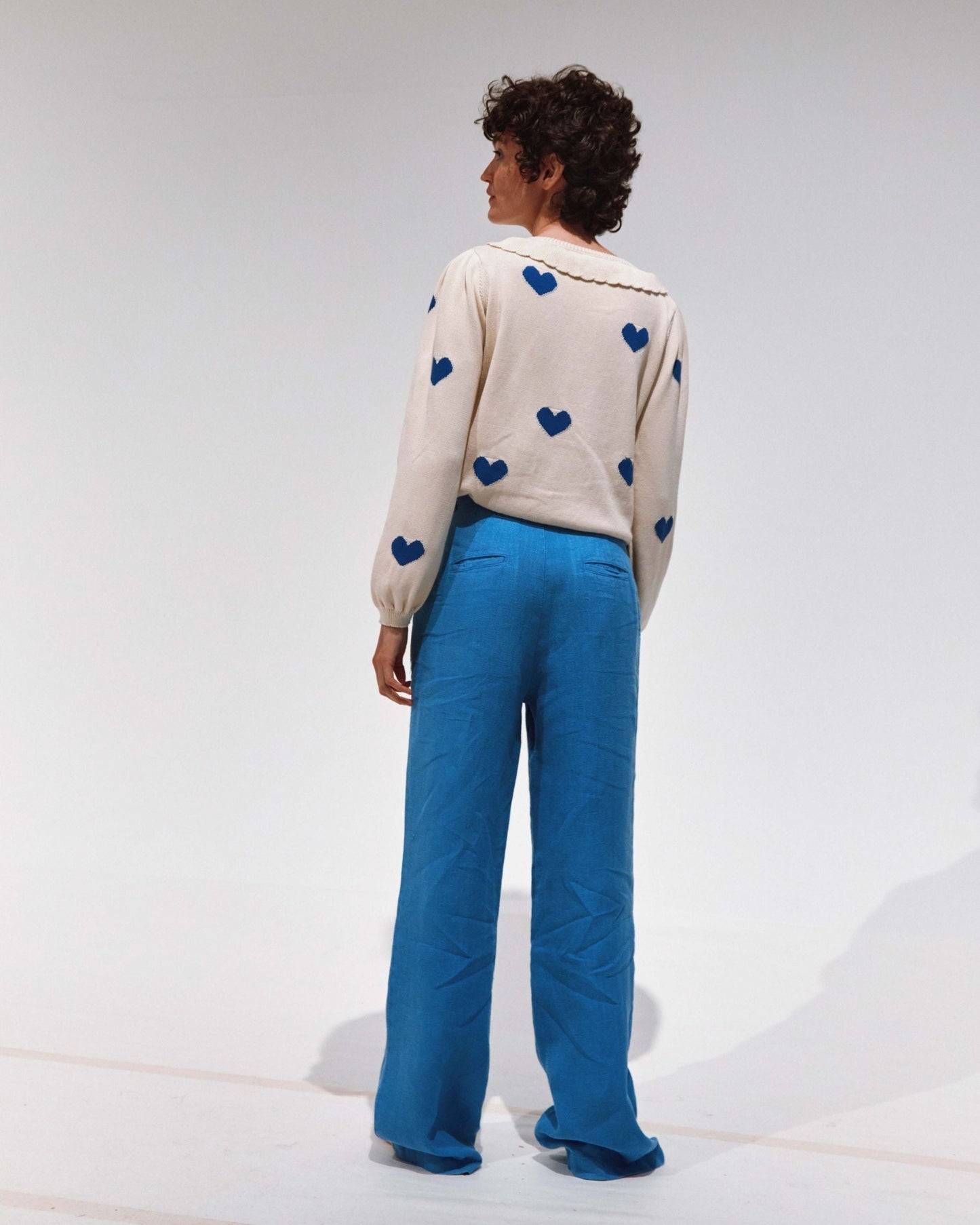 Cardigan femme coeur coton bio écru