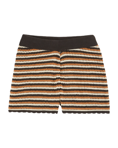 Short tricot rayures caramel