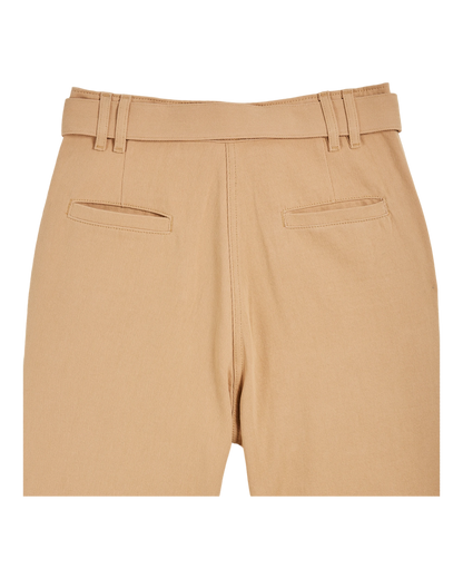 Pantalon ceinturé denim beige