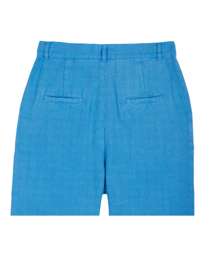 Pantalon droit lin bleu