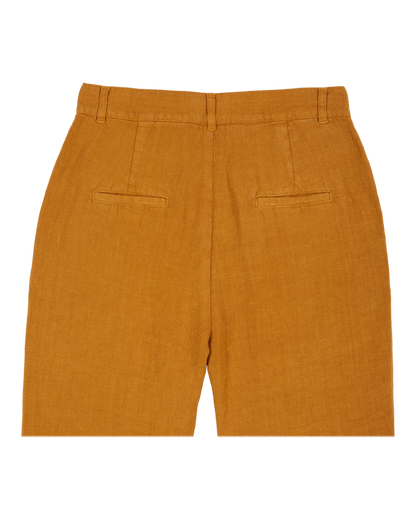 Pantalon droit lin caramel