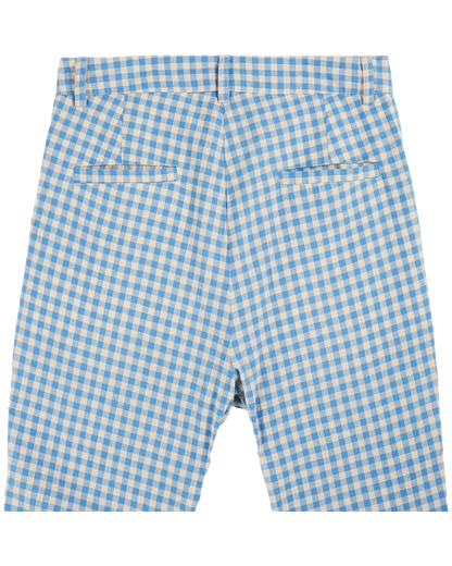 Pantalon large vichy écru et bleu