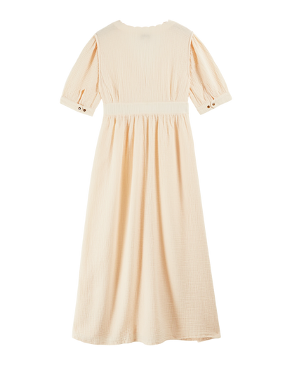 Robe longue gaze de coton crème