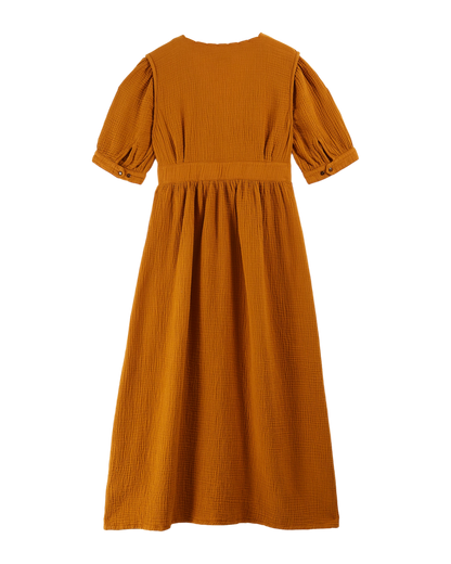 Robe longue gaze de coton caramel