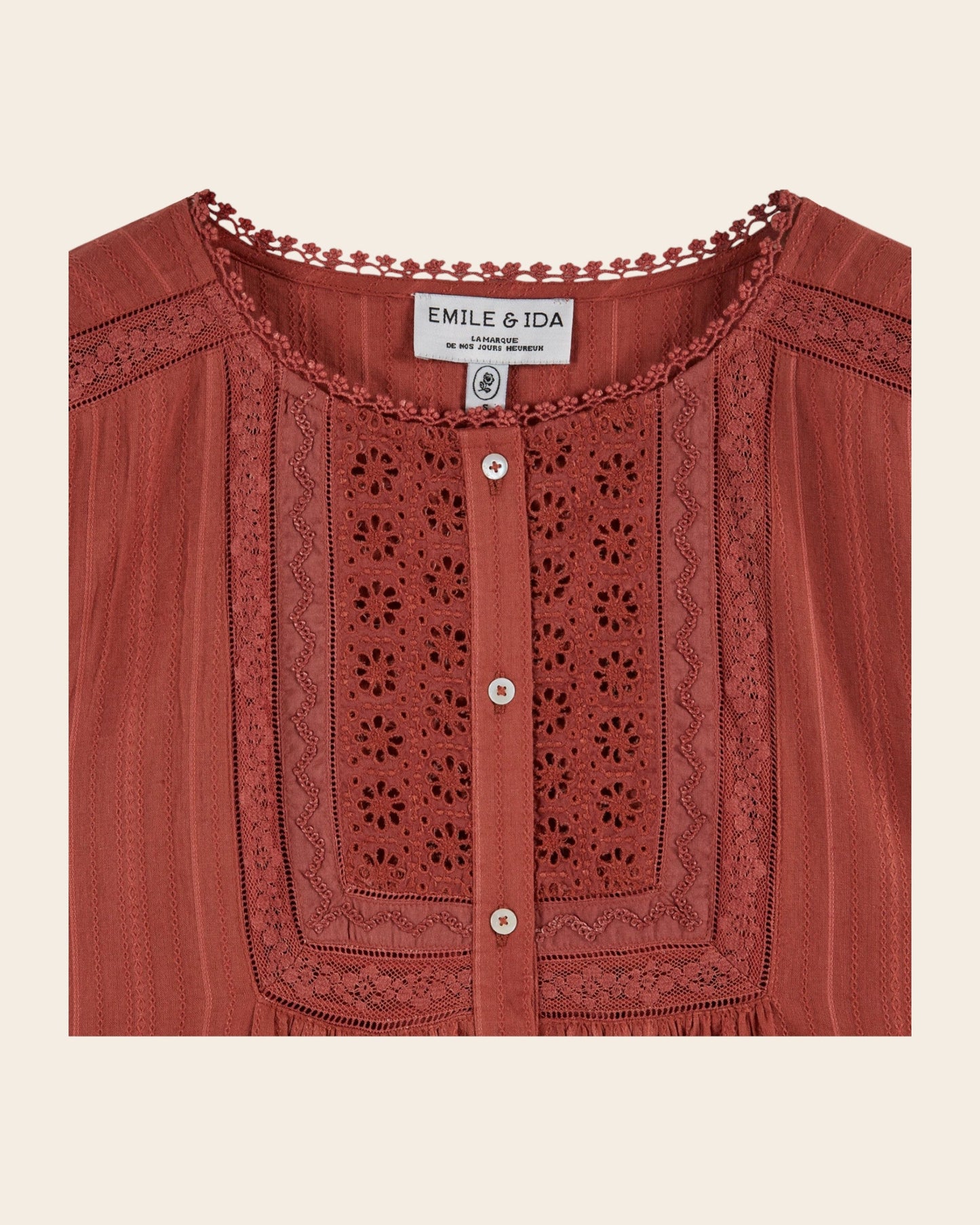 Blouse - Dentelle brique