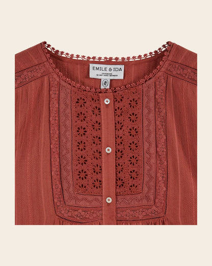 Blouse - Dentelle brique