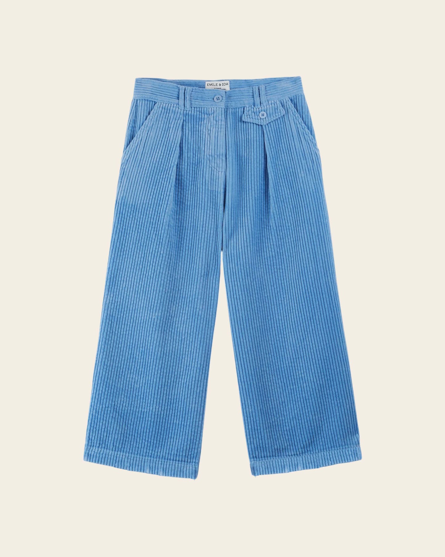 Pantalon 7/8 velours cotelé bleu