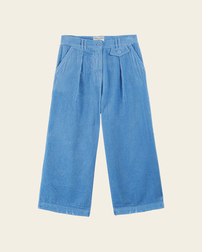 Pantalon 7/8 velours cotelé bleu