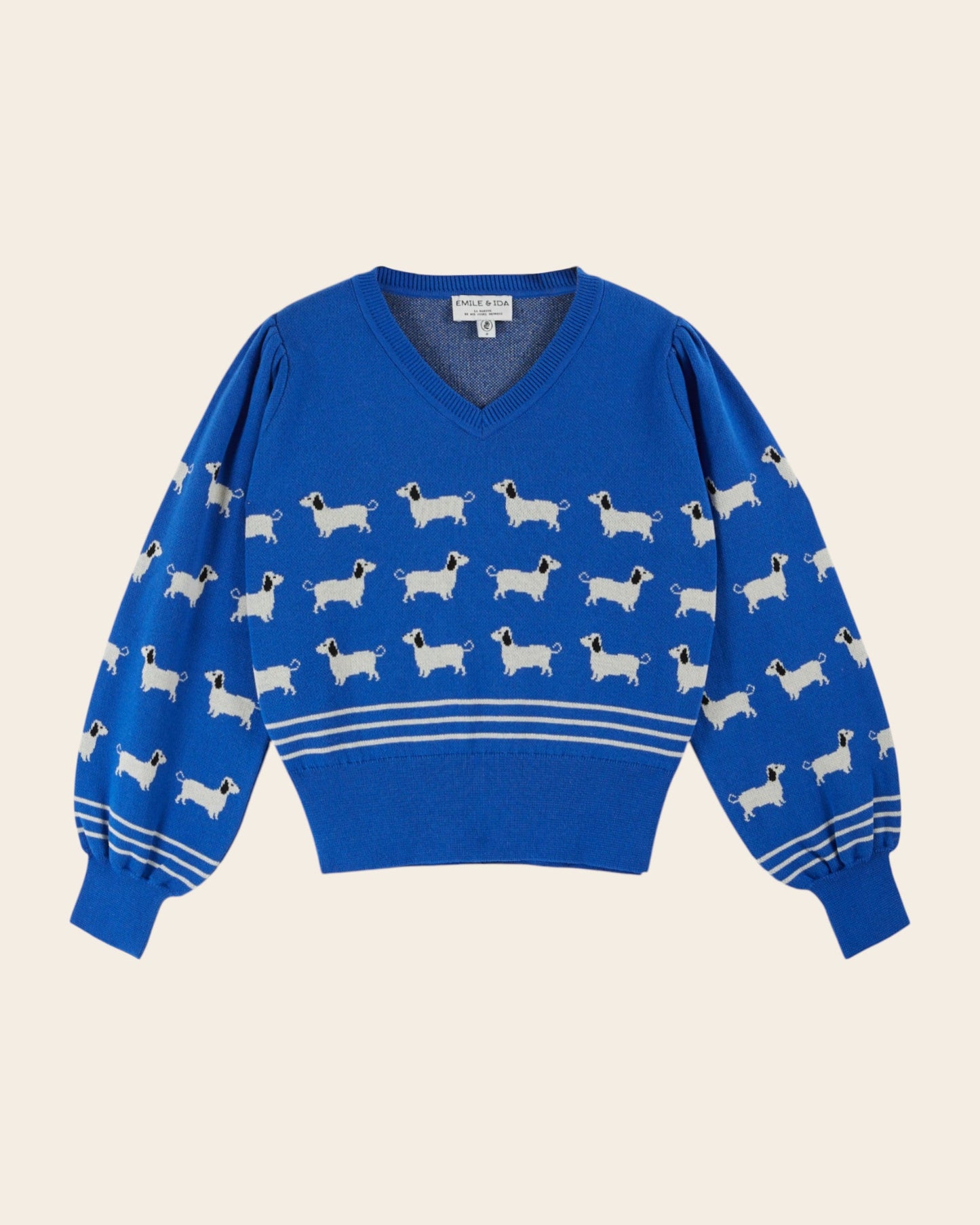 Pull - Teckels coton bio bleu royal