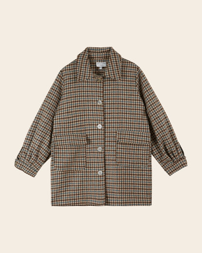 Manteau - 3/4 pied de coq beige et marron