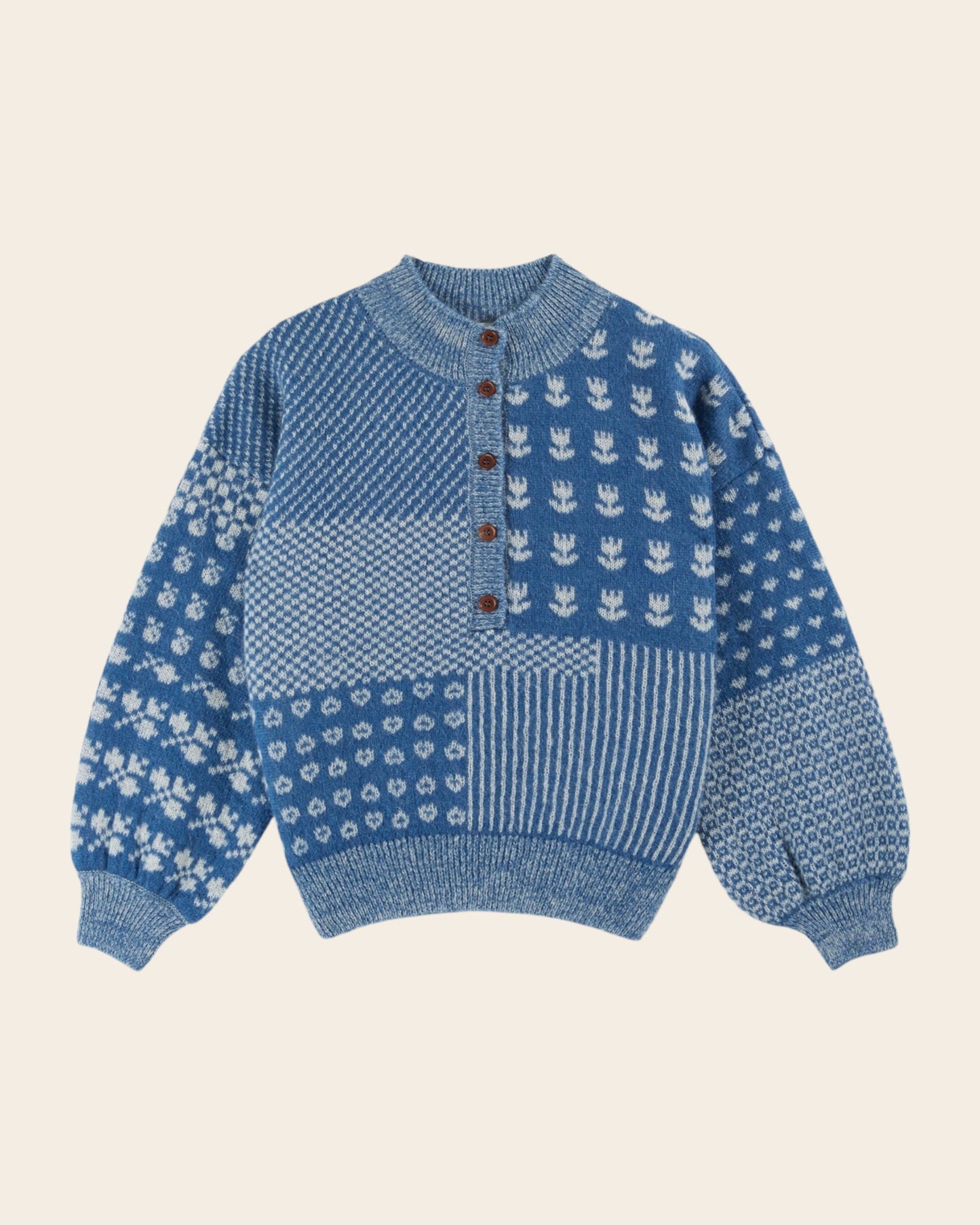 Pull pachwork bleu