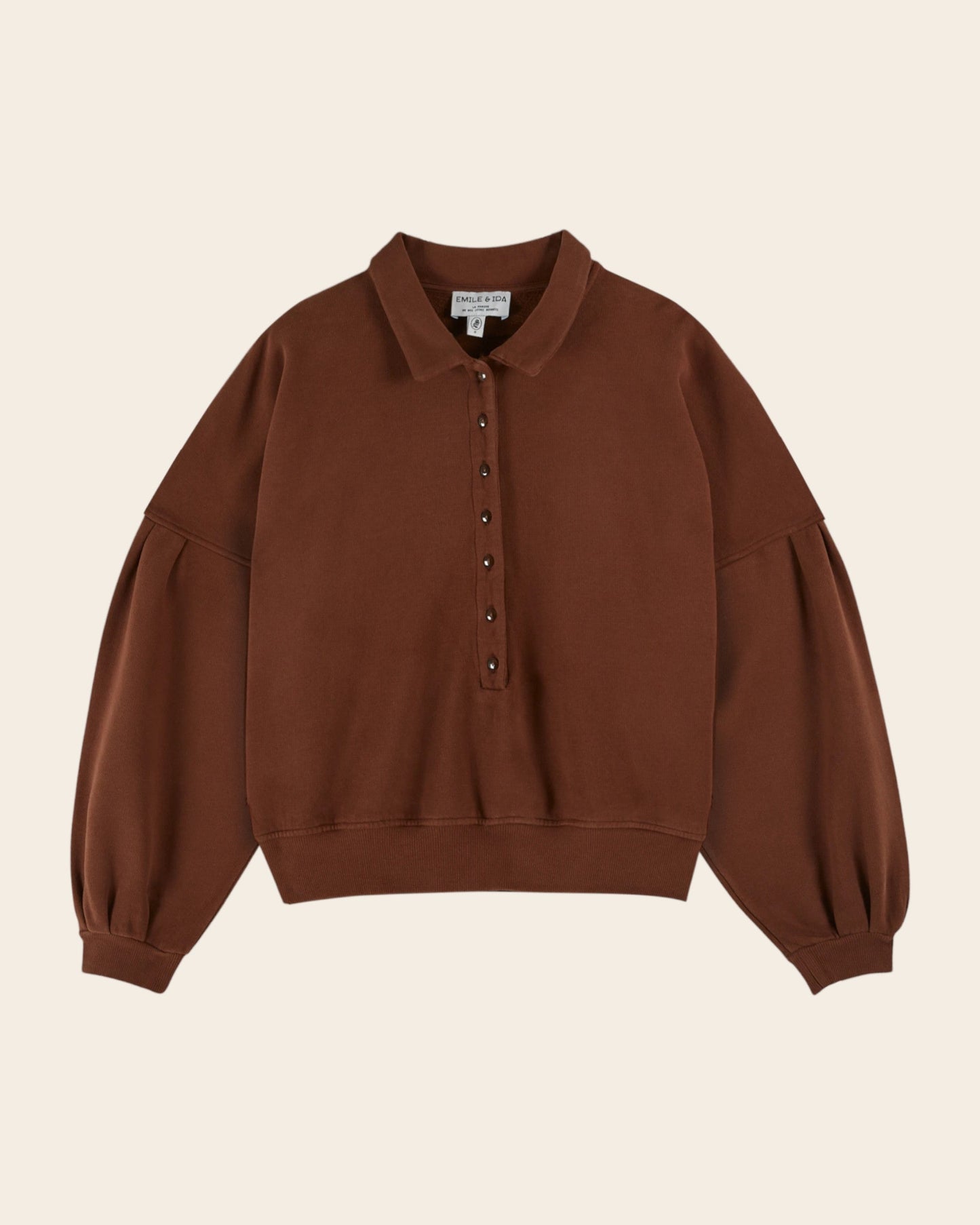 Sweat - Boutonné coton bio marron