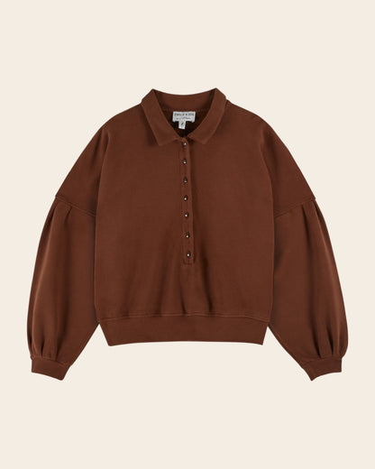 Sweat - Boutonné coton bio marron