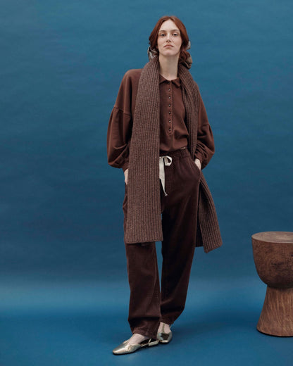Sweat - Boutonné coton bio marron