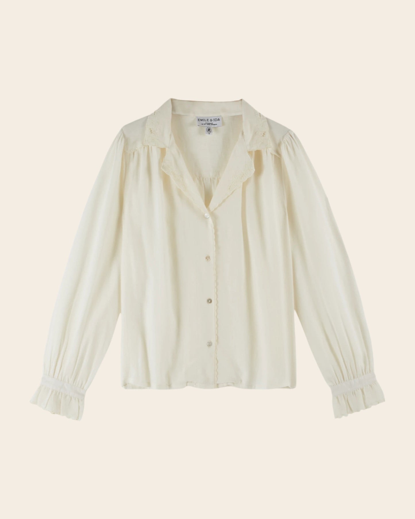 Blouse - Brodé en coton écru