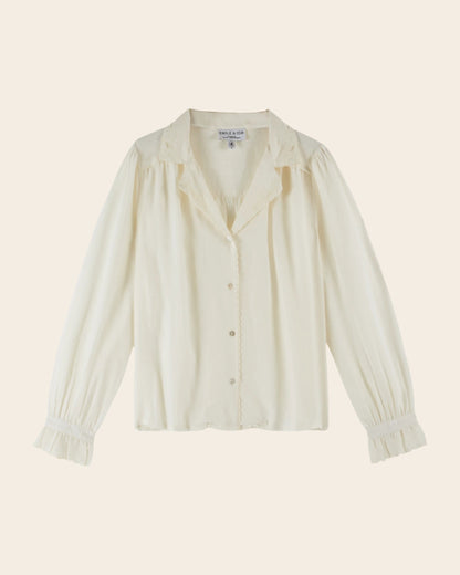 Blouse - Brodé en coton écru