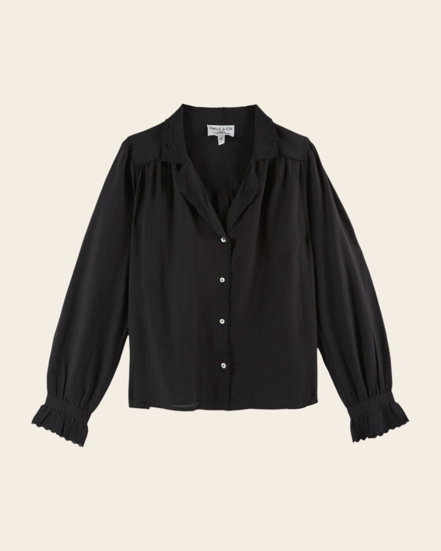 Blouse - Brodé en coton noir