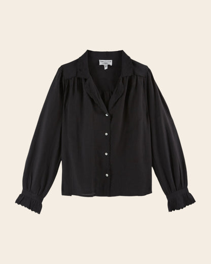 Blouse - Brodé en coton noir