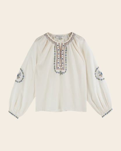 Blouse - Brodé ethnique écru