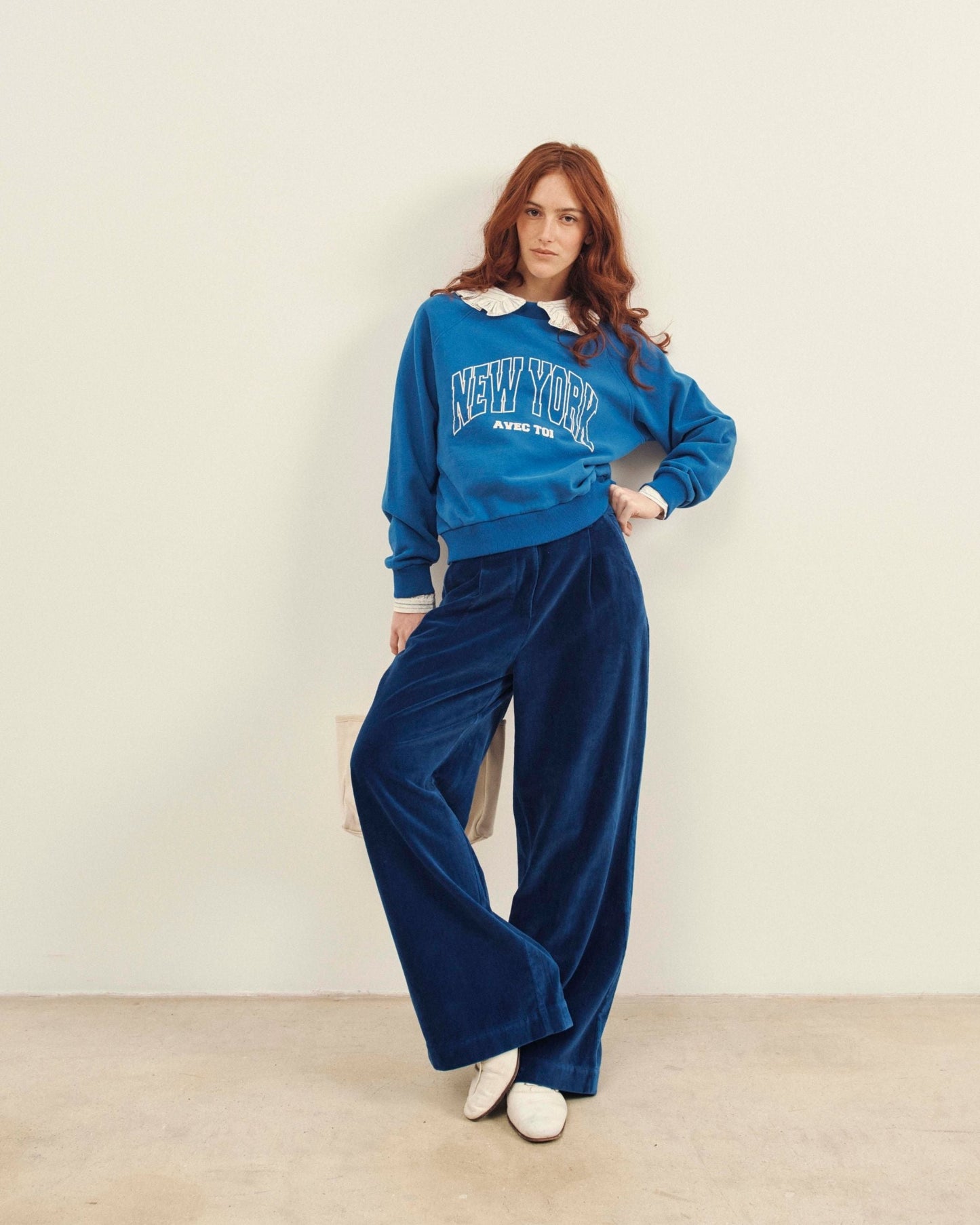 Pantalon - Velours bleu royal