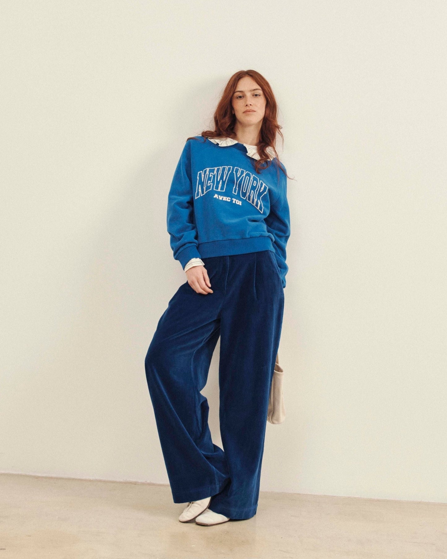 Pantalon - Velours bleu royal