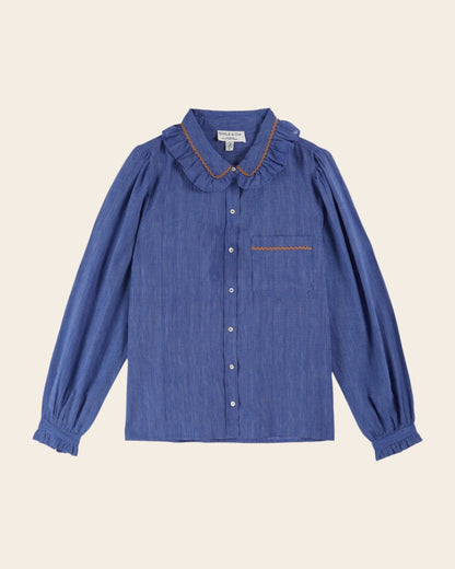 Blouse - Khadi rayures bleu