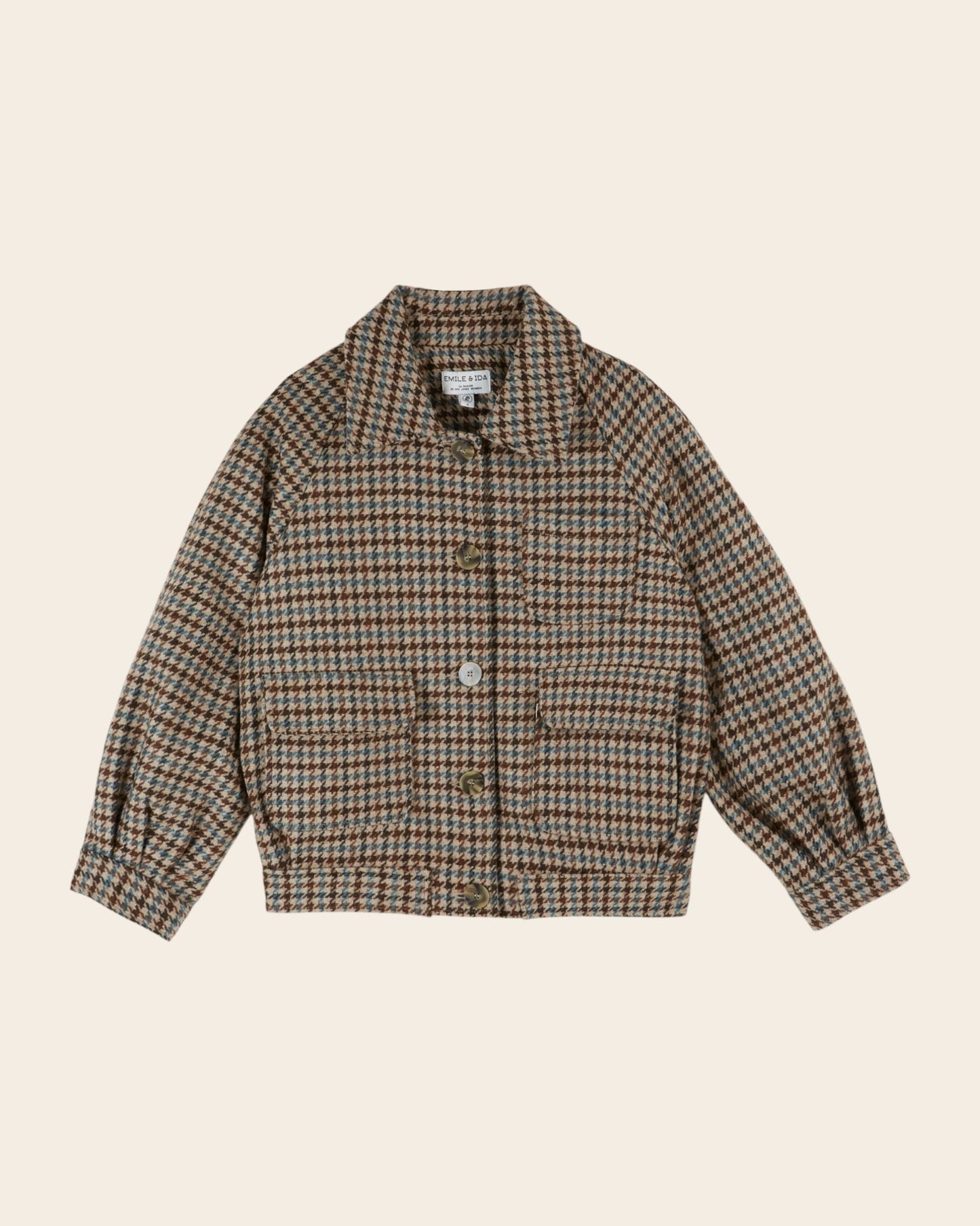 Blouson - Pied de coq beige et marron
