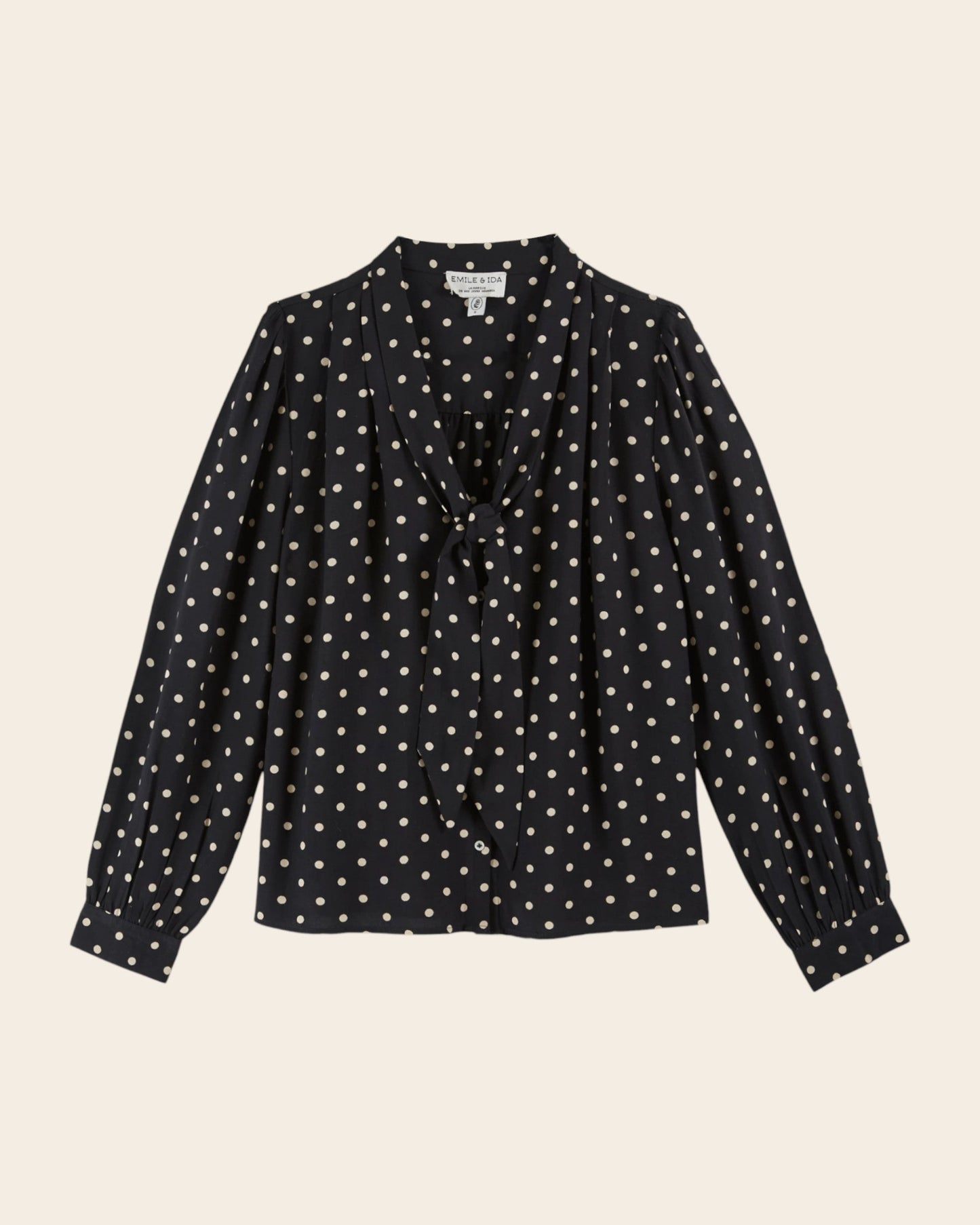 Blouse - Col V pois noir