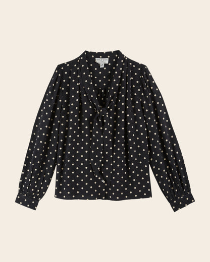 Blouse - Col V pois noir