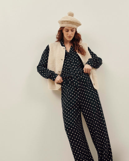 Blouse - Col V pois noir