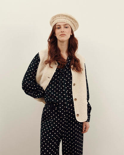 Blouse - Col V pois noir