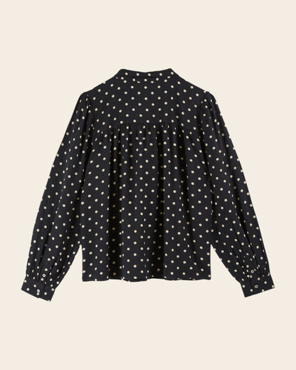 Blouse - Col V pois noir