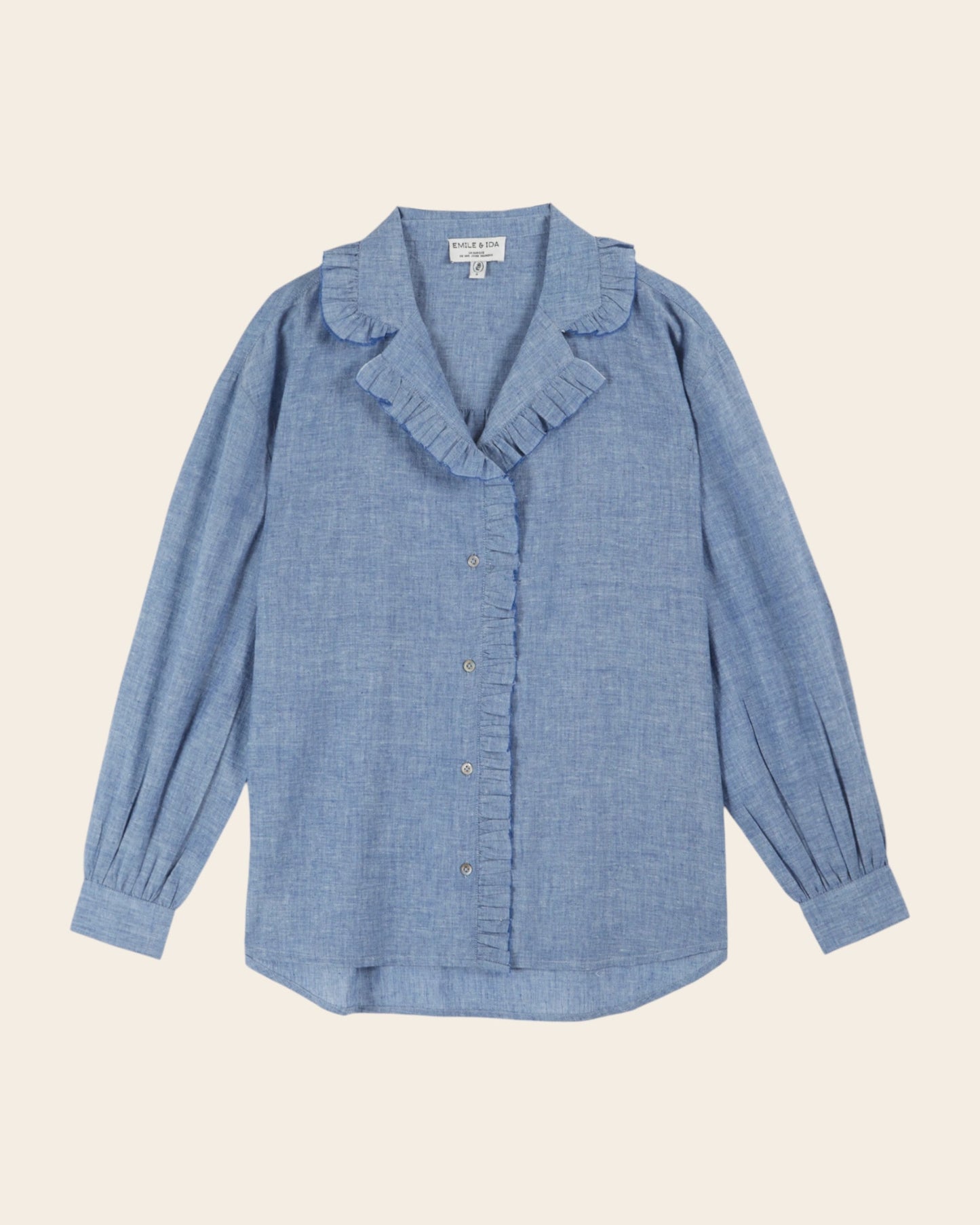 Blouse - Volanté chambray bleu chiné