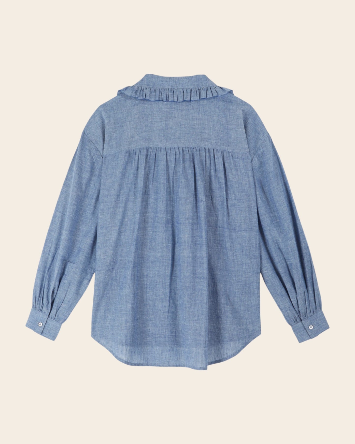 Blouse - Volanté chambray bleu chiné